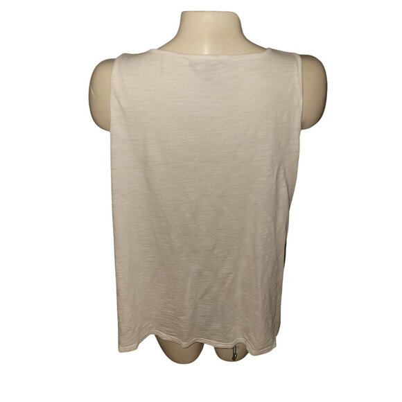 Chaps Womens Sleeveless Top 1X White With Pink Pattern Soft Lightweight Casual - Picture 4 of 5